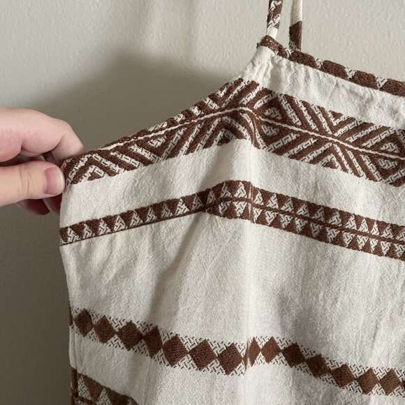 Aerie S Neutral Striped Boho Beachy Sleeveless Jacquard Open Back Mini Dress NWT - Picture 6 of 12